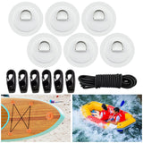 Maxbell Bungee Deck Kit D Rings Pad Patch for Kayak Canoe Inflatable Boat Fishing White