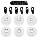 Maxbell Bungee Deck Kit D Rings Pad Patch for Kayak Canoe Inflatable Boat Fishing White