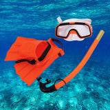 Maxbell Child Kids Snorkeling Set Goggles Snorkel Flippers Gear Swimming Orange