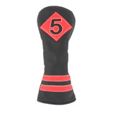 Maxbell 4x Golf Wood Head Cover Golf Club Headcover PU Protect Black Red Number