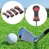 Maxbell 4x Golf Wood Head Cover Golf Club Headcover PU Protect Black Red Number