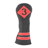 Maxbell 4x Golf Wood Head Cover Golf Club Headcover PU Protect Black Red Number