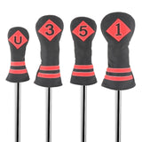 Maxbell 4x Golf Wood Head Cover Golf Club Headcover PU Protect Black Red Number