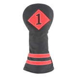 Maxbell 4x Golf Wood Head Cover Golf Club Headcover PU Protect Black Red Number