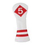 Maxbell Golf Wood Club Head Cover Driver Headcover Fairway Hybrid white red 5