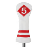 Maxbell Golf Wood Club Head Cover Driver Headcover Fairway Hybrid white red 5