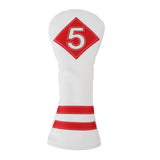 Maxbell Golf Wood Club Head Cover Driver Headcover Fairway Hybrid white red 5