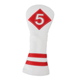 Maxbell Golf Wood Club Head Cover Driver Headcover Fairway Hybrid white red 5