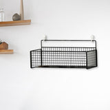 Maxbell Wall Mounted Bin Basket Pantry Shower Shampoo Shelves Rack Bathroom Kitchen Black L