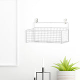 Maxbell Wall Mounted Bin Basket Pantry Shower Shampoo Shelves Rack Bathroom Kitchen White M