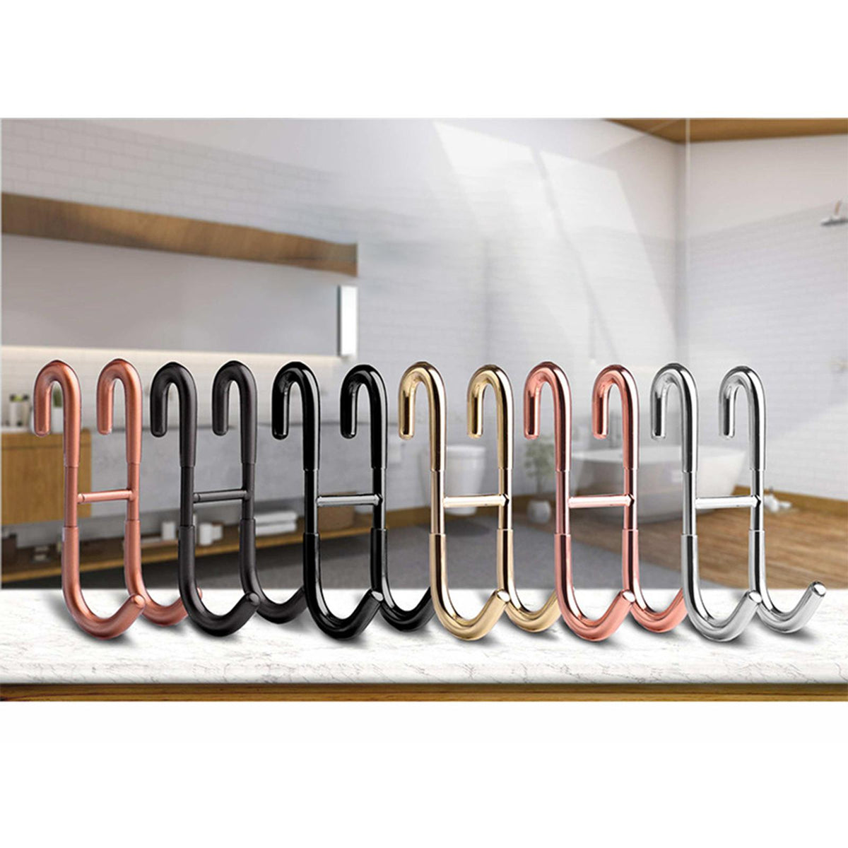 Maxbell Shower Door Hooks Door Hanger Hook Towel Rack Heavy Duty  S Shaped Black