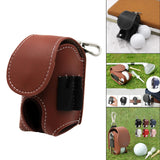 Maxbell PU Leather Golf Ball Carry Bag Waist Pouch with Hook Golf Accessory beown