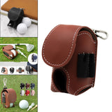 Maxbell PU Leather Golf Ball Carry Bag Waist Pouch with Hook Golf Accessory beown