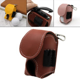 Maxbell PU Leather Golf Ball Carry Bag Waist Pouch with Hook Golf Accessory beown