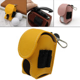 Maxbell PU Leather Golf Ball Carry Bag Waist Pouch with Hook Golf Accessory yellow