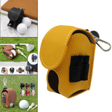 Maxbell PU Leather Golf Ball Carry Bag Waist Pouch with Hook Golf Accessory yellow