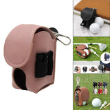 Maxbell PU Leather Golf Ball Carry Bag Waist Pouch with Hook Golf Accessory pink