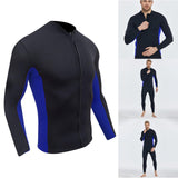 Maxbell Men Wetsuit Top Long Sleeve Jacket for Snorkeling Water Sports Scuba Diving Blue Black XXXL