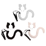 Maxbell 2Pcs Cat Ears and Tail Set Faux Fur Long Tail for Anime Cosplay Costume Kits White