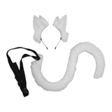 Maxbell 2Pcs Cat Ears and Tail Set Faux Fur Long Tail for Anime Cosplay Costume Kits White