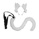 Maxbell 2Pcs Cat Ears and Tail Set Faux Fur Long Tail for Anime Cosplay Costume Kits White