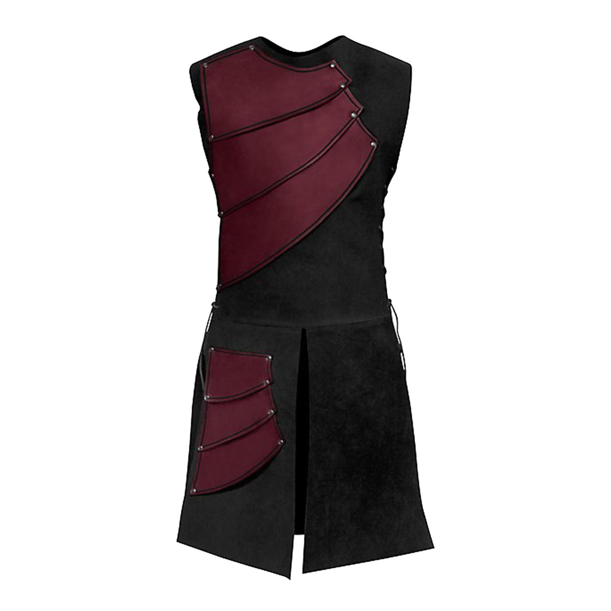 Maxbell Men's Medieval Waistcoat Laced Sleeveless Vest for Cosplay Red XL