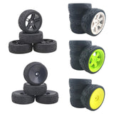 Maxbell 4 Pieces RC Car Tires 1:10 Assembly Replacement Car Parts Truck for HSP Black