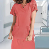 Maxbell Womens Uniforms Scrub Set Nurse Top Pants V-Neck for Healthcare SPA Nursing M Orange Red