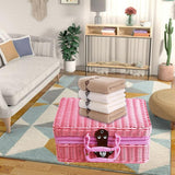 Maxbell Hand Woven Wicker Suitcase Food Storage Organizer for Patio Garden Outdoor Pink 26x16x10cm