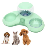 Maxbell 2 in 1 Automatic Pets Water Food Bowls Dogs Water Dispenser for Puppy Kitten Green