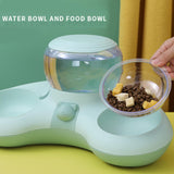 Maxbell 2 in 1 Automatic Pets Water Food Bowls Dogs Water Dispenser for Puppy Kitten Green