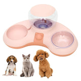 Maxbell 2 in 1 Automatic Pets Water Food Bowls Dogs Water Dispenser for Puppy Kitten Pink