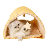 Maxbell Cave Bed Cozy Enclosed Soft Kennel Pet Cat Bed Tunnel for Cats Puppy Kitten Yellow