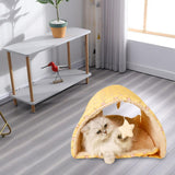 Maxbell Cave Bed Cozy Enclosed Soft Kennel Pet Cat Bed Tunnel for Cats Puppy Kitten Yellow