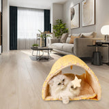 Maxbell Cave Bed Cozy Enclosed Soft Kennel Pet Cat Bed Tunnel for Cats Puppy Kitten Yellow