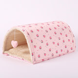 Maxbell Cave Bed Cozy Enclosed Soft Kennel Pet Cat Bed Tunnel for Cats Puppy Kitten Pink