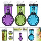 Maxbell 2in1 Dog Water Bottle Leak Proof Portable Water & Food Dispenser for Outdoor Purple