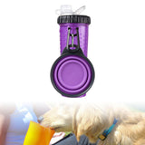 Maxbell 2in1 Dog Water Bottle Leak Proof Portable Water & Food Dispenser for Outdoor Purple