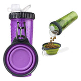 Maxbell 2in1 Dog Water Bottle Leak Proof Portable Water & Food Dispenser for Outdoor Purple