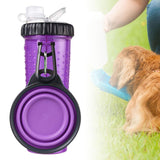 Maxbell 2in1 Dog Water Bottle Leak Proof Portable Water & Food Dispenser for Outdoor Purple