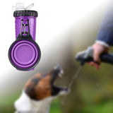 Maxbell 2in1 Dog Water Bottle Leak Proof Portable Water & Food Dispenser for Outdoor Purple