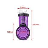 Maxbell 2in1 Dog Water Bottle Leak Proof Portable Water & Food Dispenser for Outdoor Purple