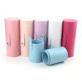 Maxbell Makeup Brush Holder Large Capacity with Lid PU Leather for Pen Women Girls White
