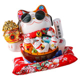 Maxbell Ceramic Lucky Cat Figure Toy Waving Fortune Welcoming Good Luck Chinese Hug Cat Sunglasses