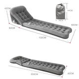 Maxbell Portable Inflatable Air Mattress Bed Outdoor Camping Backpacking Home Car Gray 62x132x60x42cm