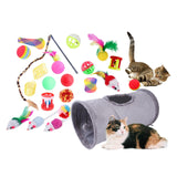 Maxbell 22Pcs Cat Toys Kitten Toys Tunnel Assorted Feather Teaser Wand Grey