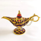 Maxbell Wishing Light Ornament Decorative Arts Aladdin Genie Lamp for Party Purple