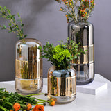 Maxbell Flower Glass Vase Terrarium Container for Party Decoration amber 13.5x30cm