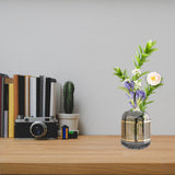 Maxbell Flower Glass Vase Terrarium Container for Party Decoration soot 13x15.8cm