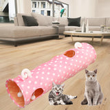 Maxbell Kitten Tunnel Puppy Rabbit Peepholes Play Fun Toy Tube Collapsible pink